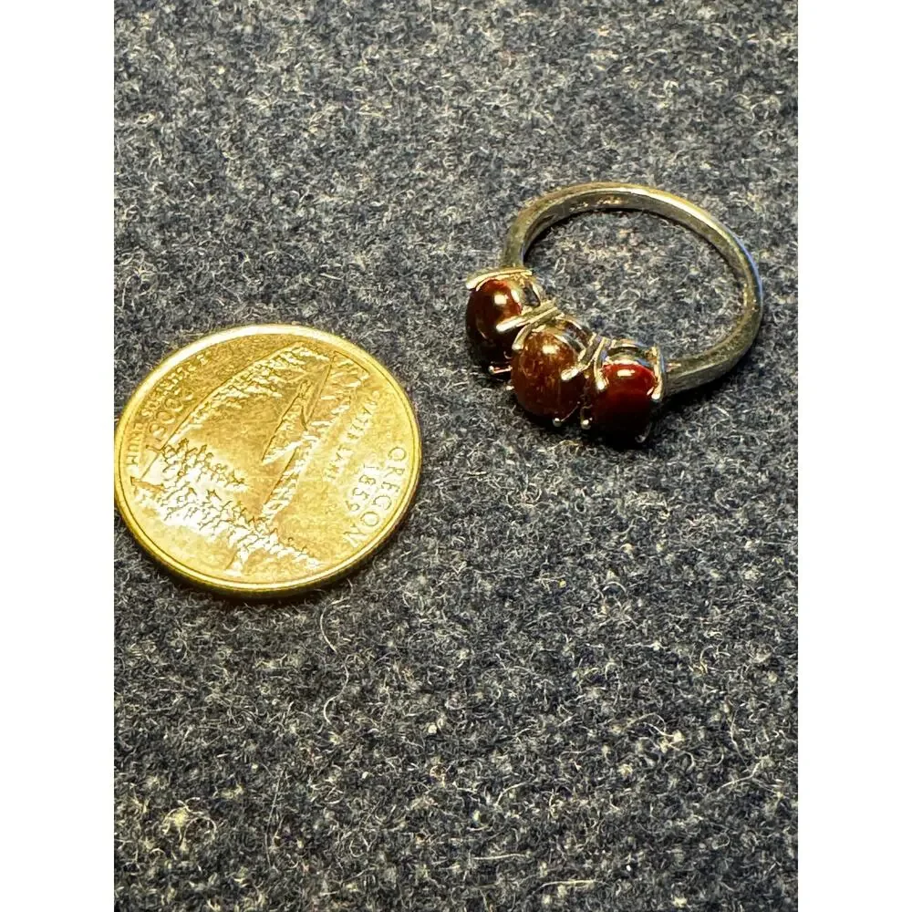 925 Sterling FAS 3 Cabchon Tiger Eye Ring Size 9